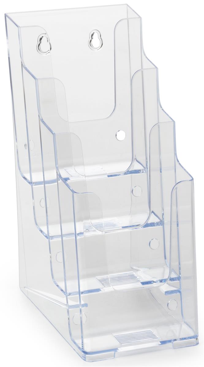 Counter or Wall Clear Acrylic 2 Pocket Tiered 4”W Brochure Holder 