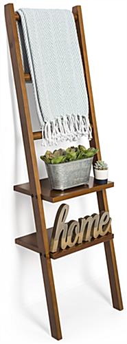 Leaning Ladder Rack Shelving with Three Hanging Rods