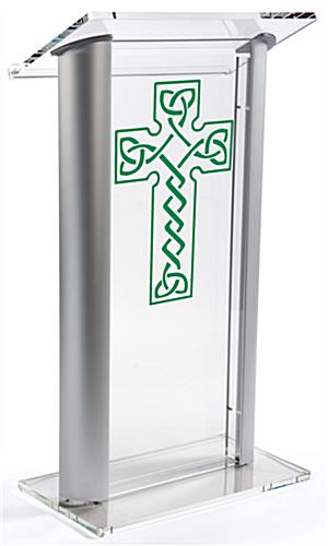 Acrylic Pulpit with Celtic Cross has Four Rubber Feet