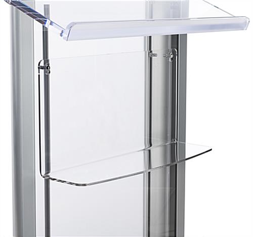 Clear acrylic shelf for LECTALAC series lecterns with pre-drilled holes