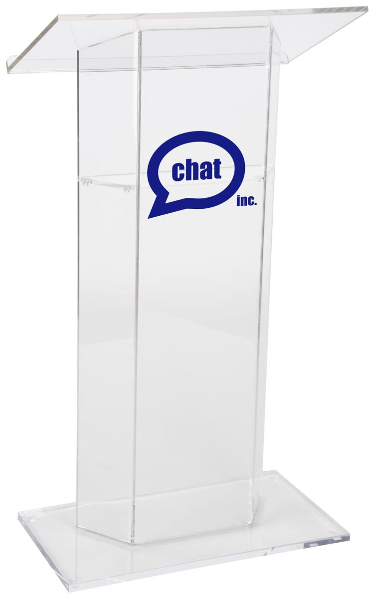 Custom Logo Print Acrylic Podium 1 Color Vinyl Imprint