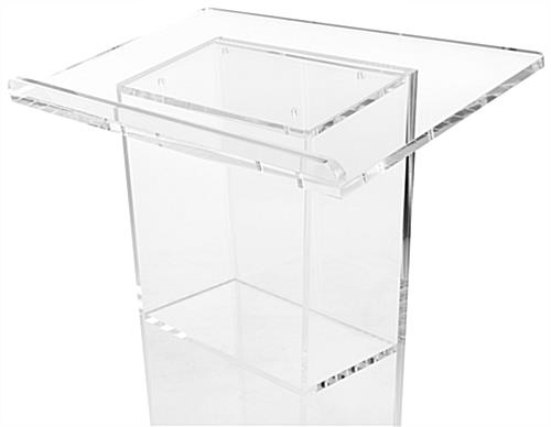 Acrylic pulpit with shelves