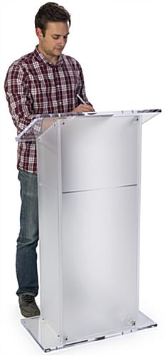 Frosted Plexiglass Pulpit with Large Tabletop