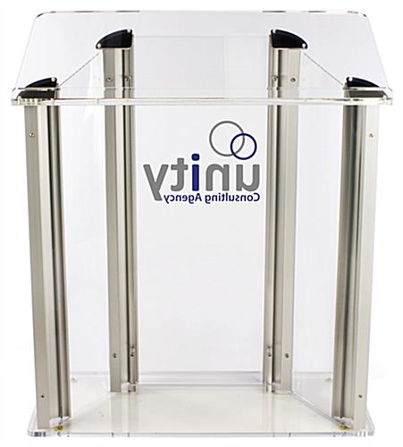 Large Lucite Lectern with 2-Color Graphic, Weighs 75 lbs