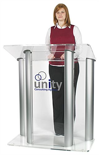 Large Lucite Lectern with 2-Color Graphic, Floor Standing