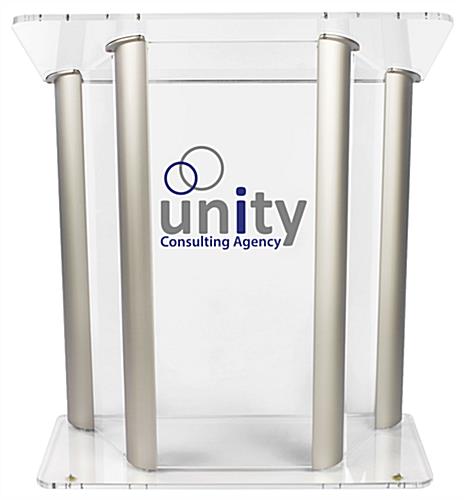 Large Lucite Lectern with 2-Color Graphic, Aluminum