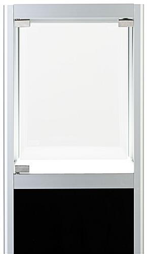 Illuminated panel display pedestal with hinged door loading style 