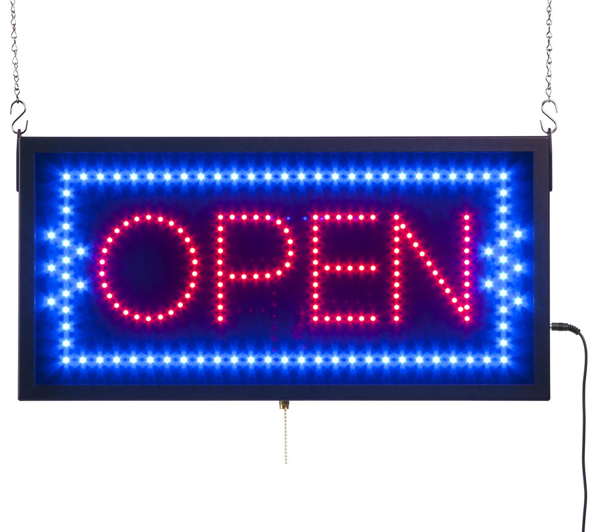 Bright LED Neon OPEN Shop Sign Light Display Sign Window Hanging with Chain 