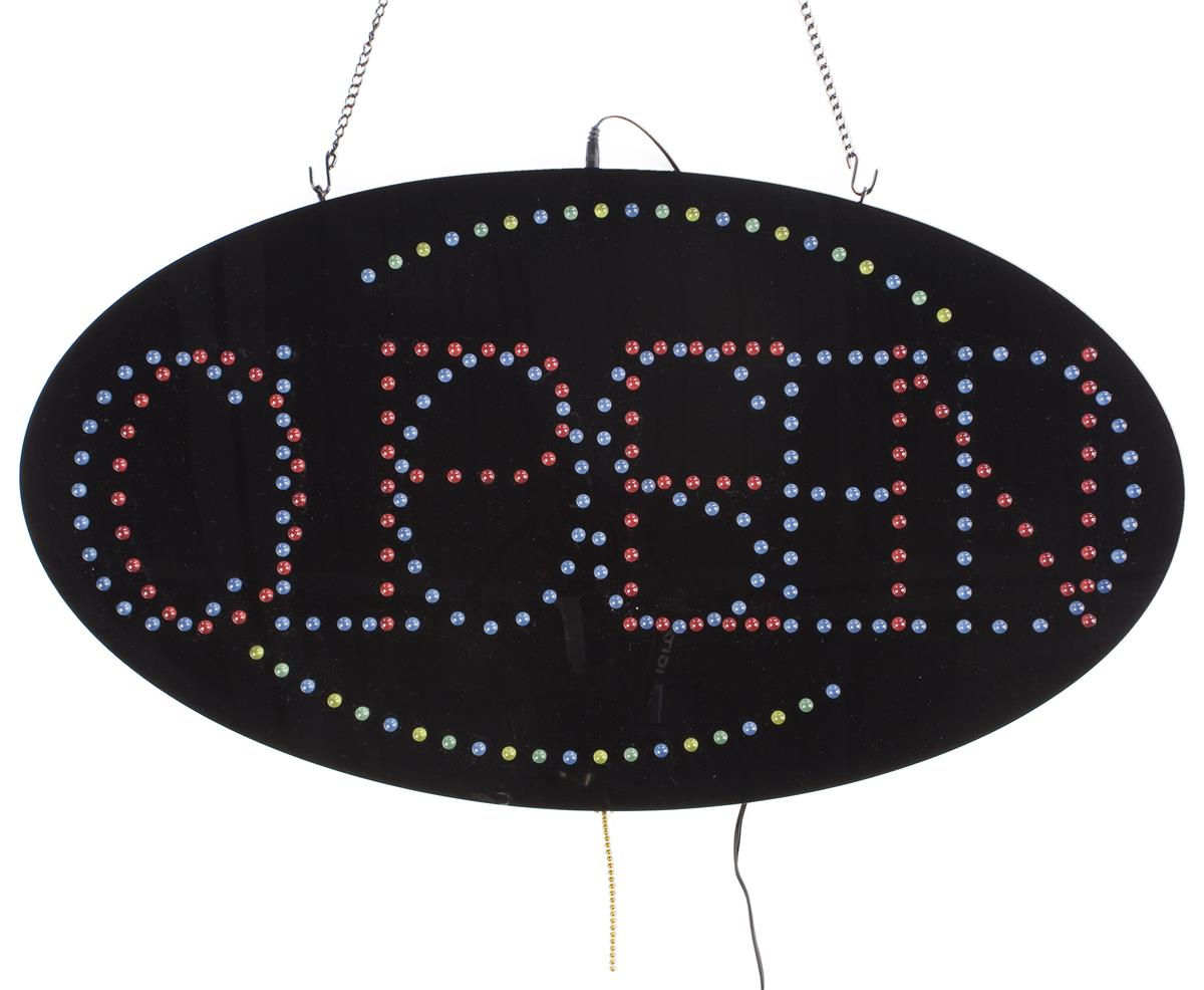 Oval Open/Closed LED Signs | Red, Blue & Green Animation
