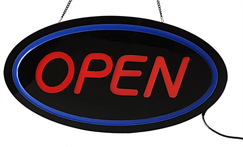 Oval LED Open Sign with Red & Blue Neon Lighting