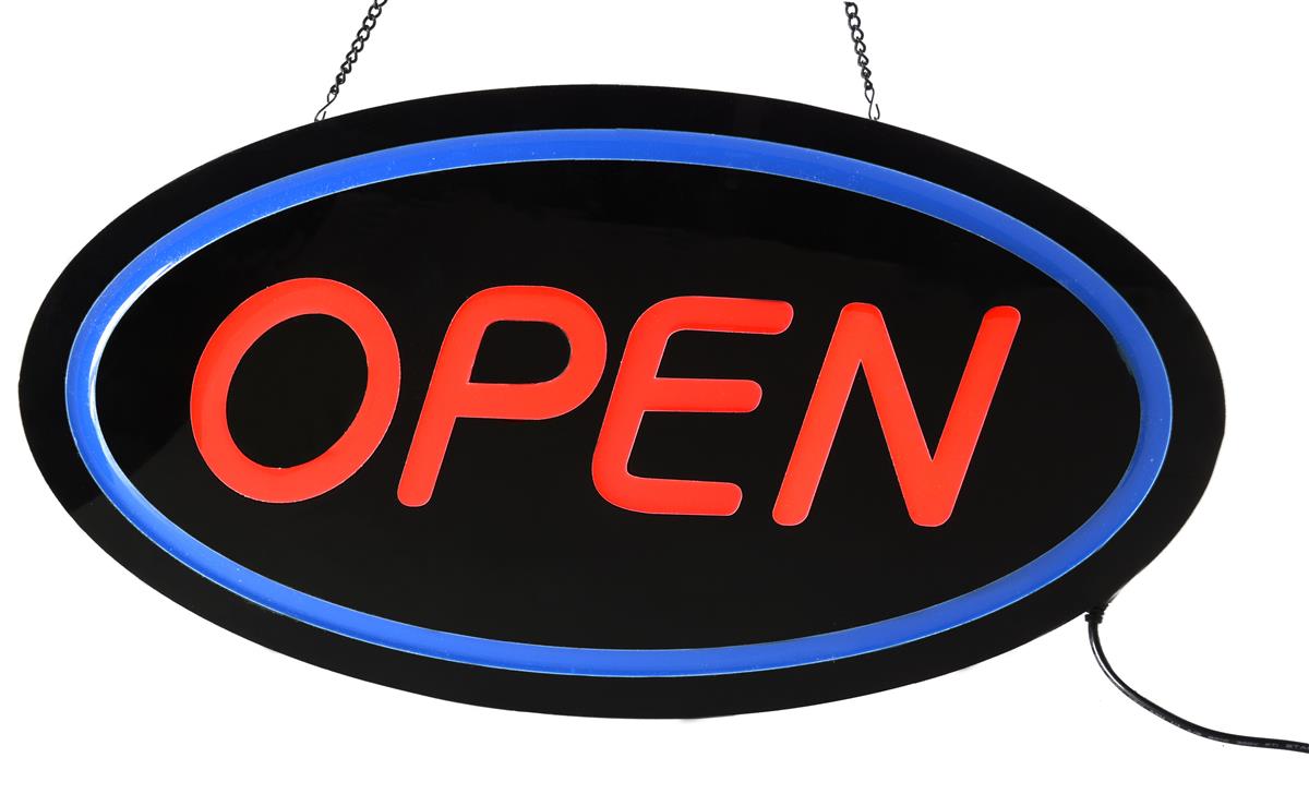 Oval LED Open Sign Bright Lights for Restaurants and Businesses
