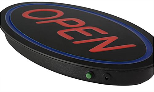 Oval LED Open Sign with Red & Blue Neon Lighting