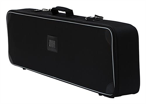 Backlit banner stand includes black polyester carrying bag