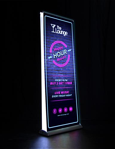 Backlit banner stand with two 29 x 78 custom printed panels