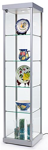 Illuminated Tower Display Cabinet, Silver