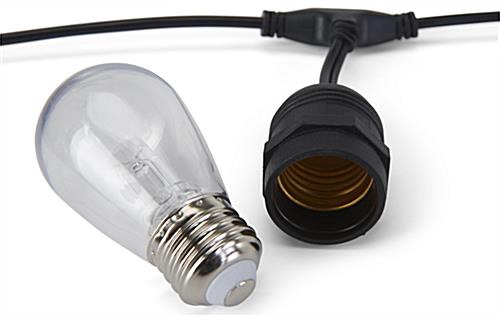 S14 string lights with standard E26 bulb base