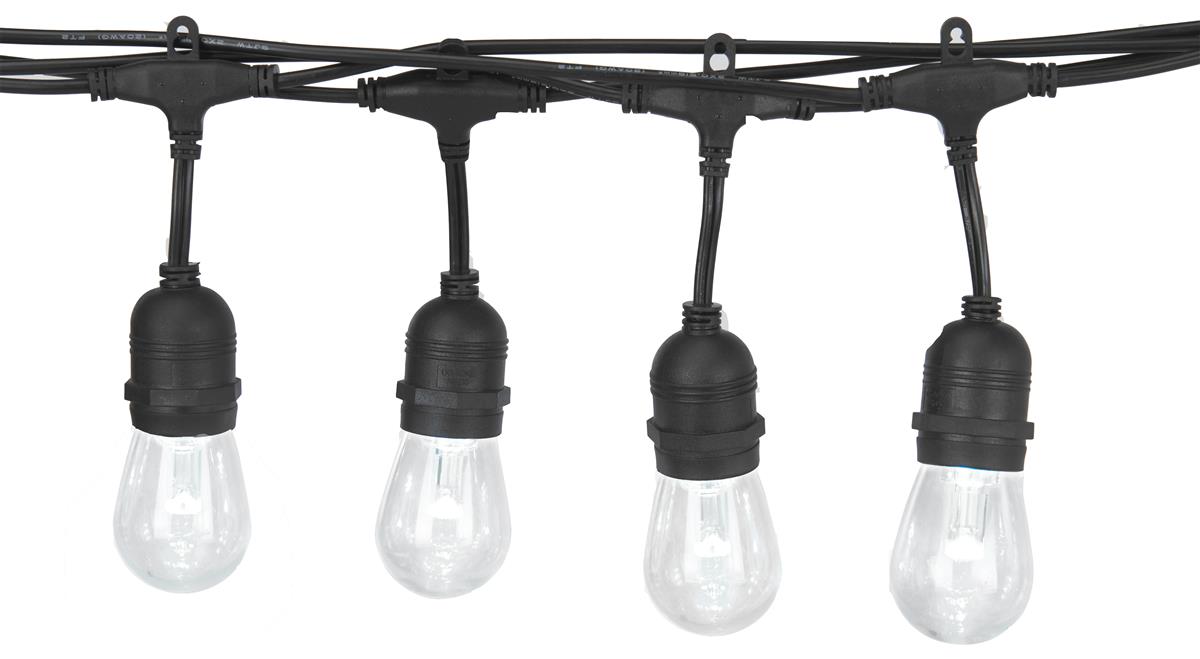 S14 string lights with impact-resistant polycarbonate bulbs