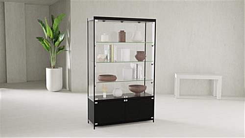 LED retail display cabinet with adjustable leveling feet