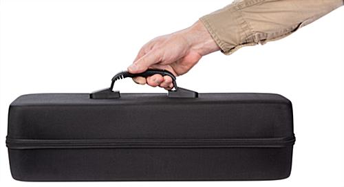 Lightweight covered hard travel case for lighting weighs five pounds 