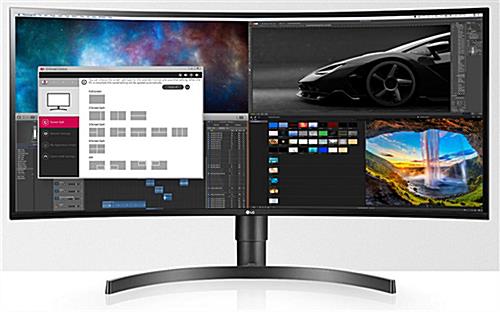 34” ultrawide curved monitor with several split screen options