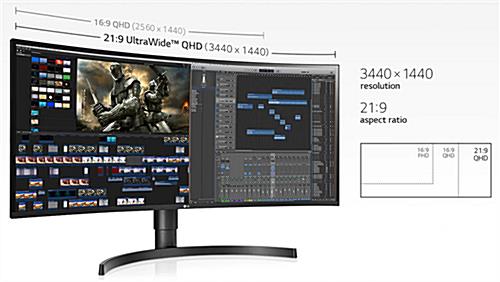 34” ultrawide curved monitor with 3440x1440 resolution