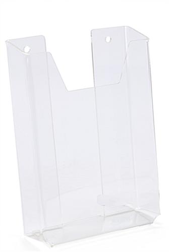 Acrylic brochure holder for wall with pre-drilled holes for mounting