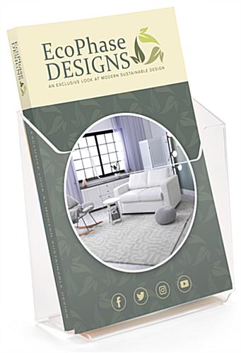 Table brochure holder with sleek transparent design