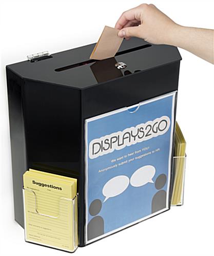 Black Suggestion Box with 2 Pockets in Clear Finish