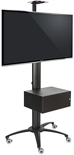 Black Rolling TV Stand With Integrated Power Strip