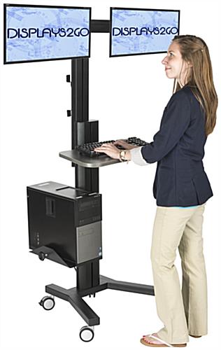 Dual Monitor Sit Stand Cart for Professional Environments