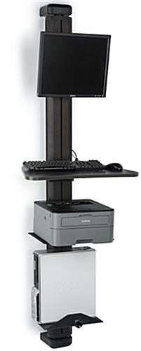 Wall Mounted Standing Desk with Monitor Bracket, and CPU Tower, Printer, and Keyboard Shelf