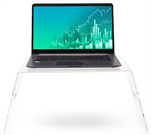 Acrylic laptop riser with bed tray clearance 