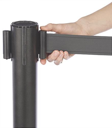 Stanchion w/ Literature Pocket & Sign Holder & Gray Belt – Economy 