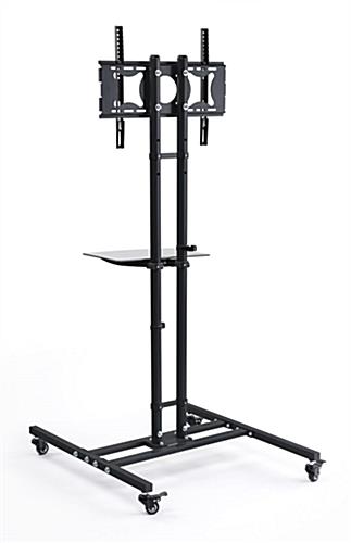 Mobile TV Stand | Black Floor Display with Shelf