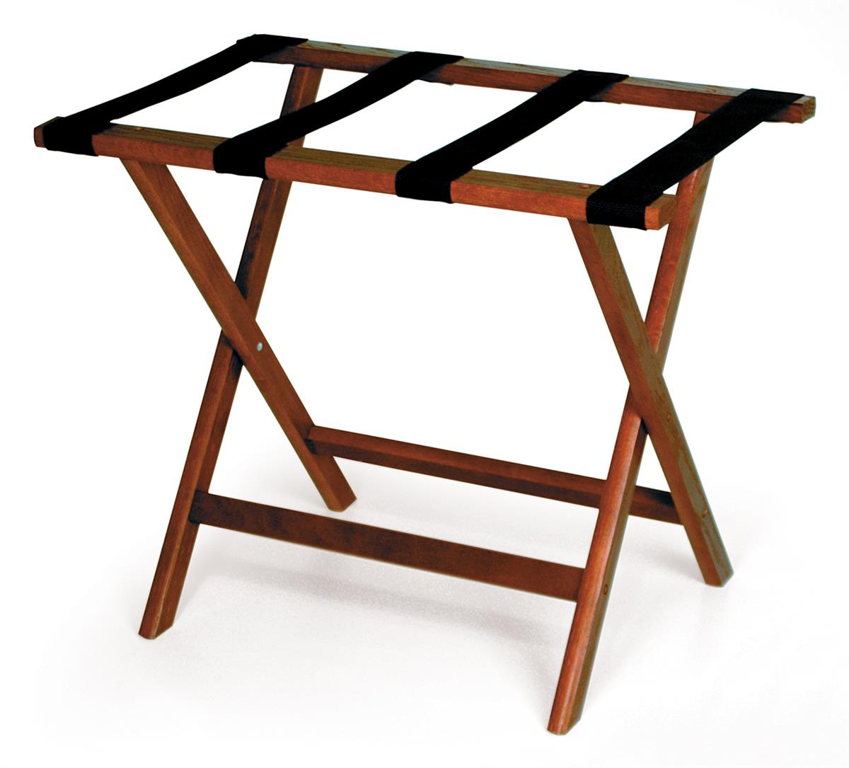 Wooden Luggage Rack Red Mahogany w/ Black Straps