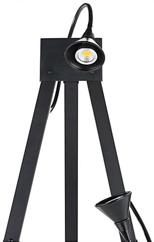 Illuminated gallery standing easel with long-lasting LED lights