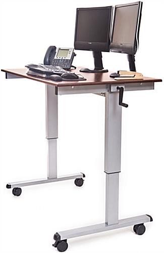 Dark Walnut Crank Adjustable Desk