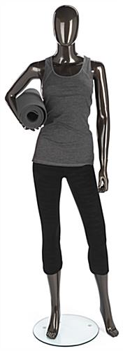 Metallic Female Mannequin | Tempered Glass Base