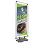 Outdoor vertical banner stand with easy-to-assemble push-pin design