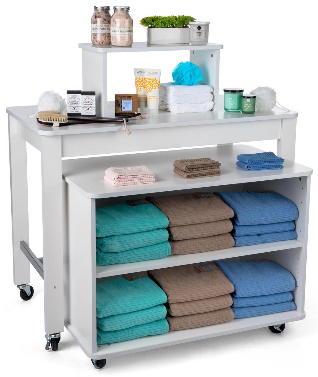 White Tiered Table with Nesting Shelves TwoPiece Bundle