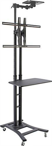 Height Adjustable Black Teleconferencing TV Stand
