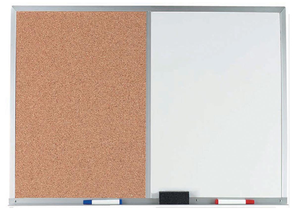 4' x 3' Dry Erase Board w/ Corkboard Aluminum