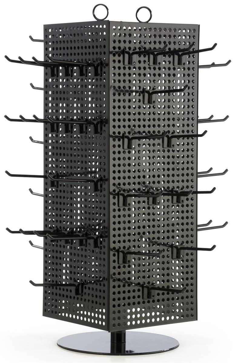 Countertop Pegboard Display with Black Hooks | 4-Sided