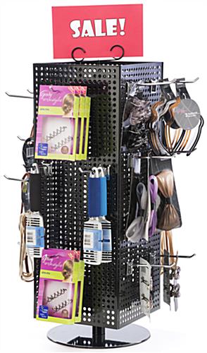 Countertop Pegboard Display with Chrome Hooks for Retail Use