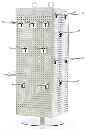 White Pegboard Display Stand with Four Sides