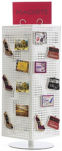 Countertop Pegboard Display with White Hooks - Magnetic
