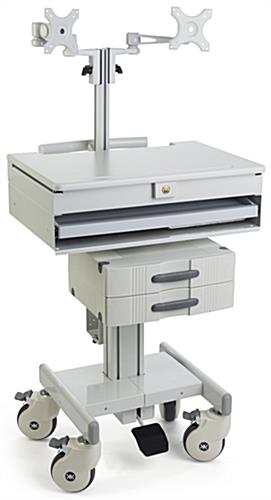 Medical Computer Trolley, Supports 2 Monitors