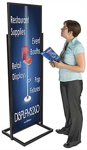 Double Sided Black 22" x 69" Poster Stand
