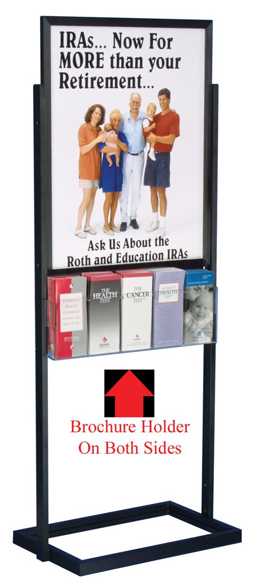Floor Stand for 22x28 Poster, Top-Loading, Double-Sided Sign Stand for  Indoor Use - Metal with Pewter Gray Finish (TWN2228SLV) 