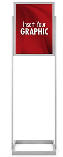 Silver 18" x 24" poster display stand with 2 non-glare PVC lenses with backer